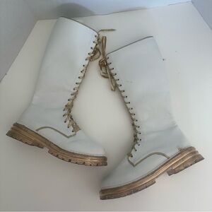 White and Gold Women's Combat Boots Rumi K-pop Demon Hunters Cosplay Homemade 9